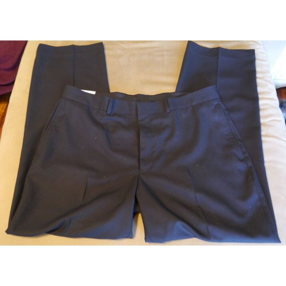 New Geoffrey Beene Components Dress Pants Black Men's Flat Front Size 36 x 30